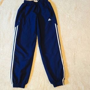 Adidas Athletic Pants, Blue/White Youth Large